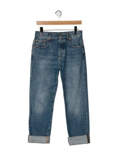 Pre-owned Gucci High-rise Straight Leg Jeans In Blue
