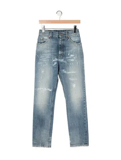 Pre-owned Gucci High-rise Straight Leg Jeans In Blue