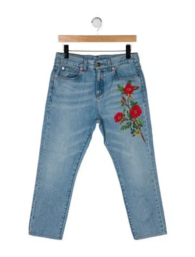 Pre-owned Gucci High-rise Straight Leg Jeans In Blue