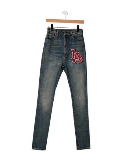 Pre-owned Gucci High-rise Straight Leg Jeans In Blue