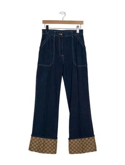 Pre-owned Gucci High-rise Straight Leg Jeans In Blue