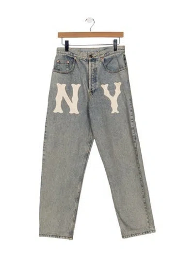 Pre-owned Gucci High-rise Straight Leg Jeans In Blue