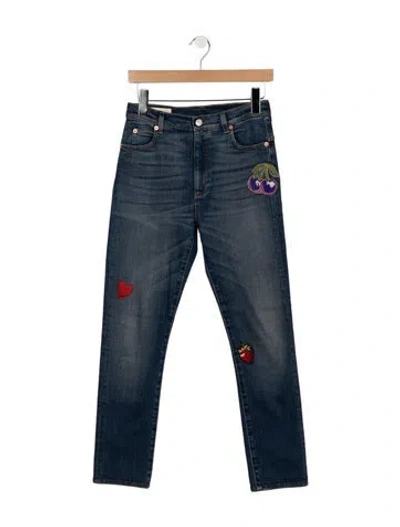 Pre-owned Gucci High-rise Straight Leg Jeans In Blue