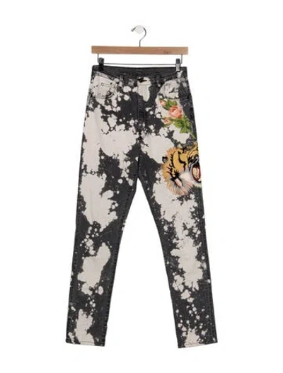 Pre-owned Gucci High-rise Straight Leg Jeans In Gray
