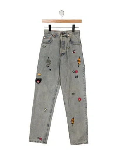 Pre-owned Gucci High-rise Straight Leg Jeans In Green