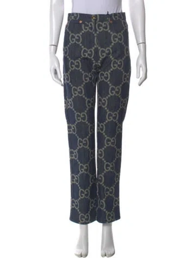 Pre-owned Gucci High-rise Straight Leg Jeans W/ Tags In Blue