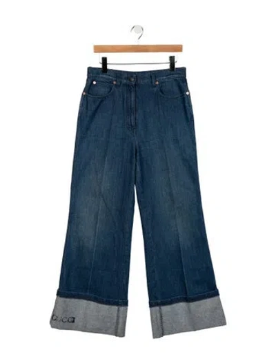 Pre-owned Gucci High-rise Wide Leg Jeans In Blue