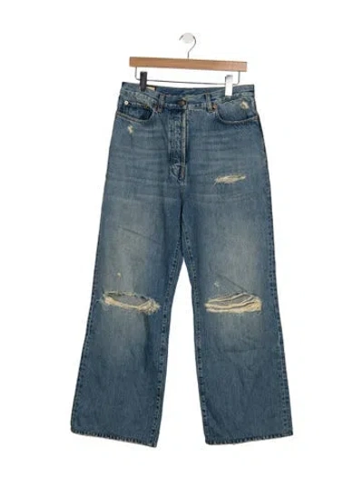 Pre-owned Gucci High-rise Wide Leg Jeans In Blue