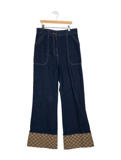 Pre-owned Gucci High-rise Wide Leg Jeans In Blue