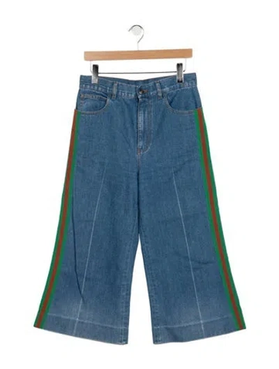 Pre-owned Gucci High-rise Wide Leg Jeans In Blue
