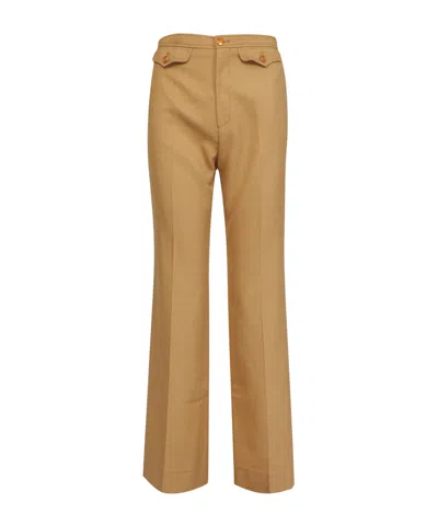 Gucci Highwaist Flared Trousers In Brown