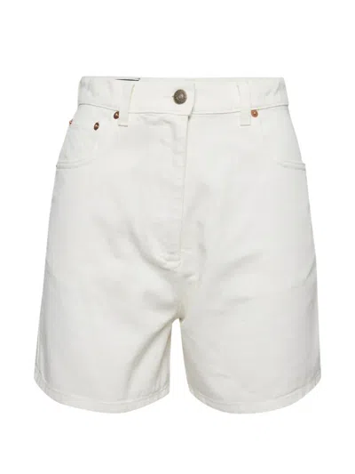 Pre-owned Gucci High-waisted Denim Shorts In White