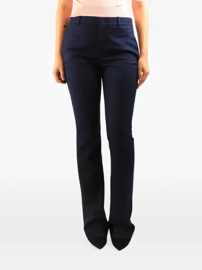 Pre-owned Gucci High-waisted Straight-leg Trousers In Blue