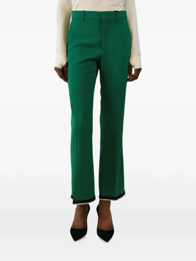 Pre-owned Gucci High-waisted Straight-leg Trousers In Green