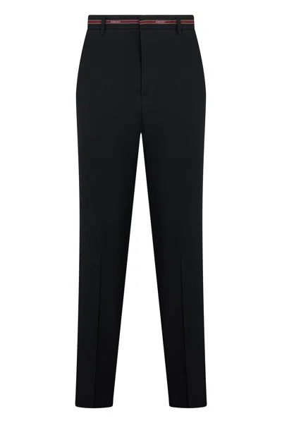 Gucci High-waisted Wool Trousers In Black