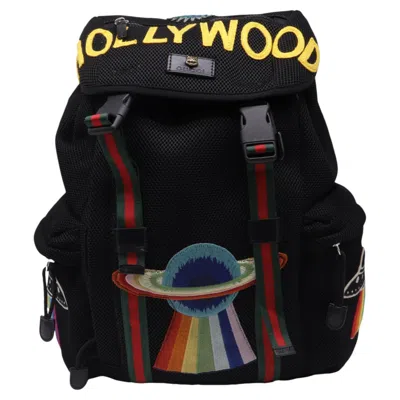 Pre-owned Gucci Hollywood Embroidered Rucksack Backpack In Black Polyester