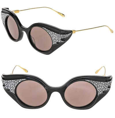 Pre-owned Gucci Hollywood Forever 1327 Black Strass Crystal Gg1327s Wing Sunglasses 001 In Brown