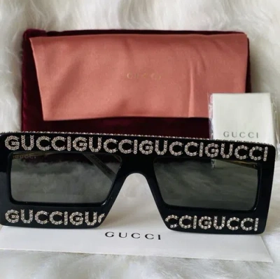 Pre-owned Gucci Hollywood Forever Sunglasses With  Print Swarovski Crystals In Silver
