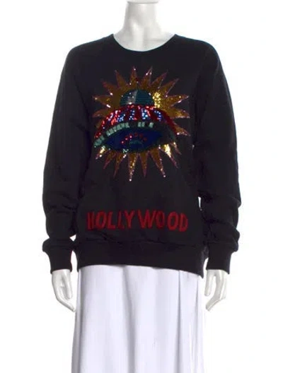 Pre-owned Gucci Hollywood Graphic Print Sweatshirt In Black