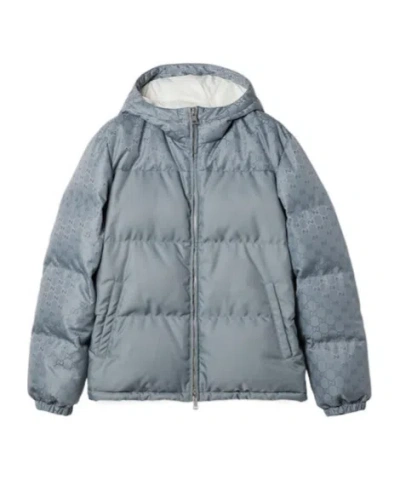 Gucci Hooded Down Jacket In Gray