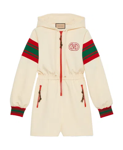 Gucci Hooded Jersey Zip Jumpsuit In Nude
