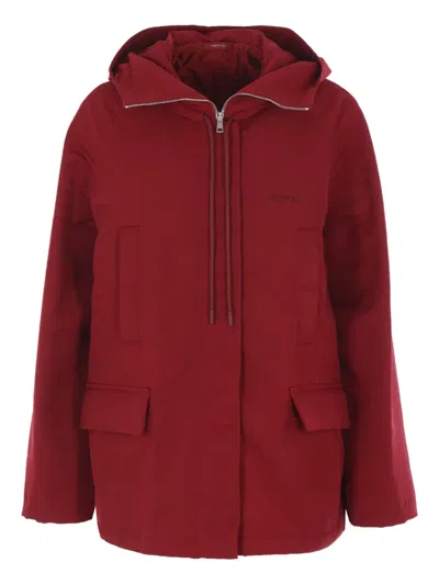 Gucci Hooded Logo Jacket In Red