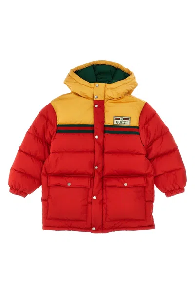 Gucci Hooded Logo Puffer Jacket In Red