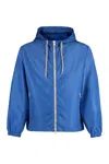Gucci Web And Logo Print Windbreaker Jacket In Blue