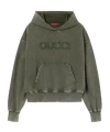 Gucci Embroidered Cotton Jersey Hooded Sweatshirt In Green