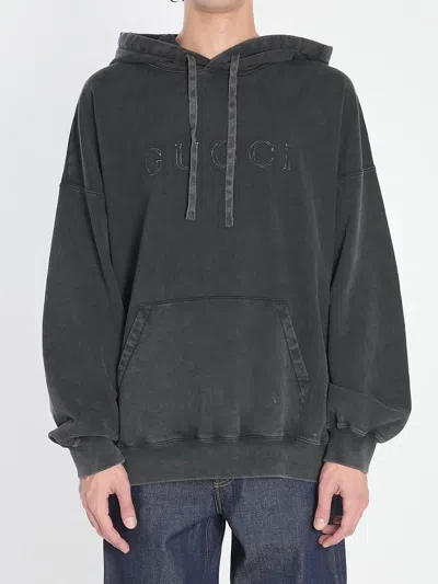 Gucci Hooded Sweatshirt In Gray