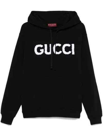 Gucci Hooded Sweatshirt Brushed Cotton Jersey In Black