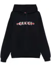 Gucci Blue Hoodie With Drawstring Hood And Logo Print On The Front In Jersey Man In Blue