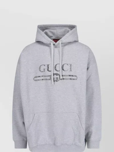 Gucci Hooded Sweatshirt Front Pocket In Gray