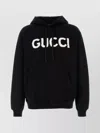 Gucci Men Black Hoodie With Embroidered Logo On The Front In Cotton Man