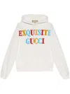 Gucci Hooded Sweatshirt With Unique Graphic Design And Bold Lettering In White