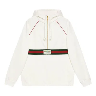 Gucci Hooded Sweatshirt With Web &  Label 'ivory'