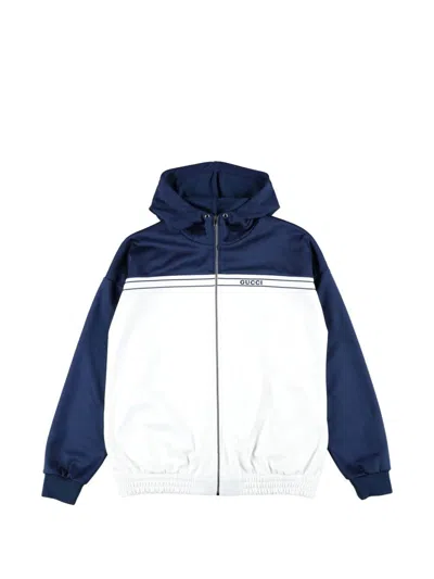 Gucci Bicolor Technical Jersey Hoodie Jacket For Kids In Multi