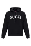 Gucci Men Black Hoodie With Embroidered Logo On The Front In Cotton Man In Black