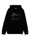 Gucci Men Black Sweatshirt With Hood With Drawstring And Front Logo In Cotton Man In Black