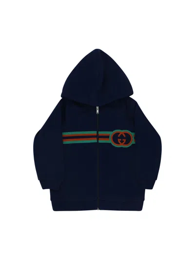 Gucci Babies' Hoodie For Boy In Prussian Blue