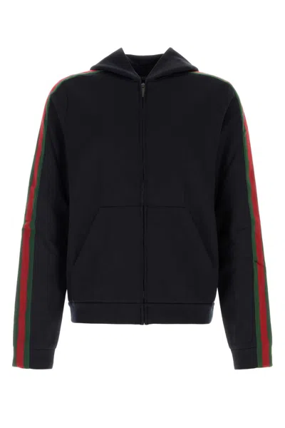 Gucci Silk Cotton Jersey Hooded Jacket Web Detail In Brown