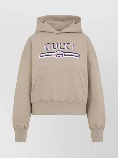 Gucci Hoodie With Dropped Shoulders And Kangaroo Pockets In Nude & Neutrals