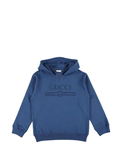 Gucci Hoodie With Logo  Kids In Blue
