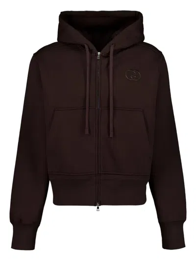 Gucci Logo-embroidered Cotton-jersey Sweatshirt In Burgundy