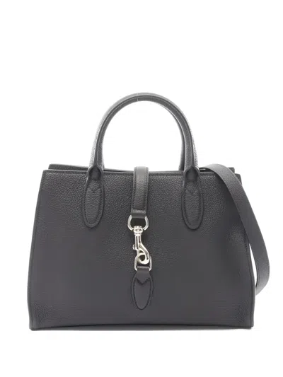Pre-owned Gucci Hook-closure Leather Tote Bag In Black