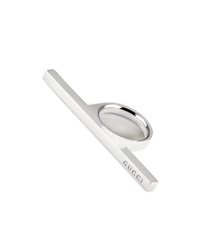 Gucci Horizontal Bar Ring In Palladium Tone