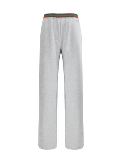 Gucci Women Cotton Jersey Jogging Pants With Web Detail In Gray