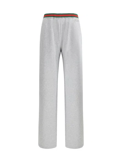 Gucci Women Cotton Jersey Jogging Pants With Web Detail In Gray