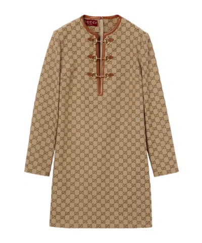 GUCCI GUCCI MONOGRAMMED LONG-SLEEVE MINI DRESS