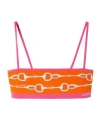 Gucci Horse Collar Buckle Stripe Printed Sling In Fuchsia/orange